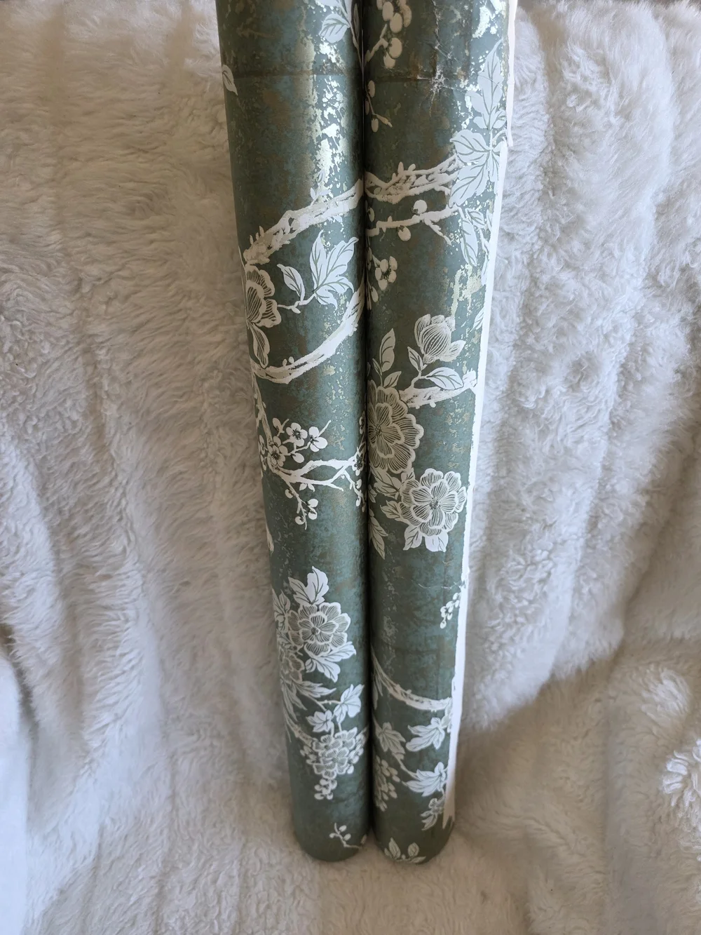 Ralph Lauren Marlowe Teal, White and Gold Floral Bird 2 Rolls 11yd Wallpaper